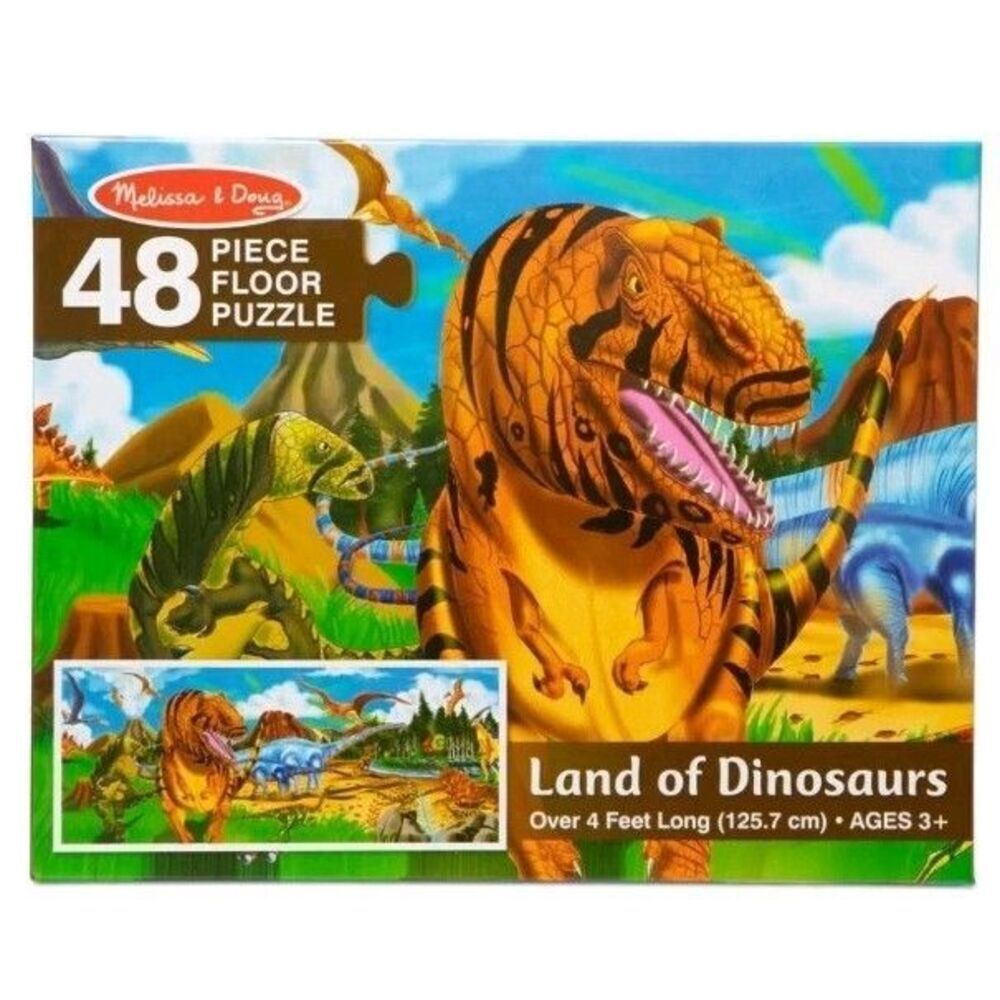 Melissa & Doug 48 Piece Floor Puzzle: Land of Dinosaurs COMPLETE Dinosaur Puzzle